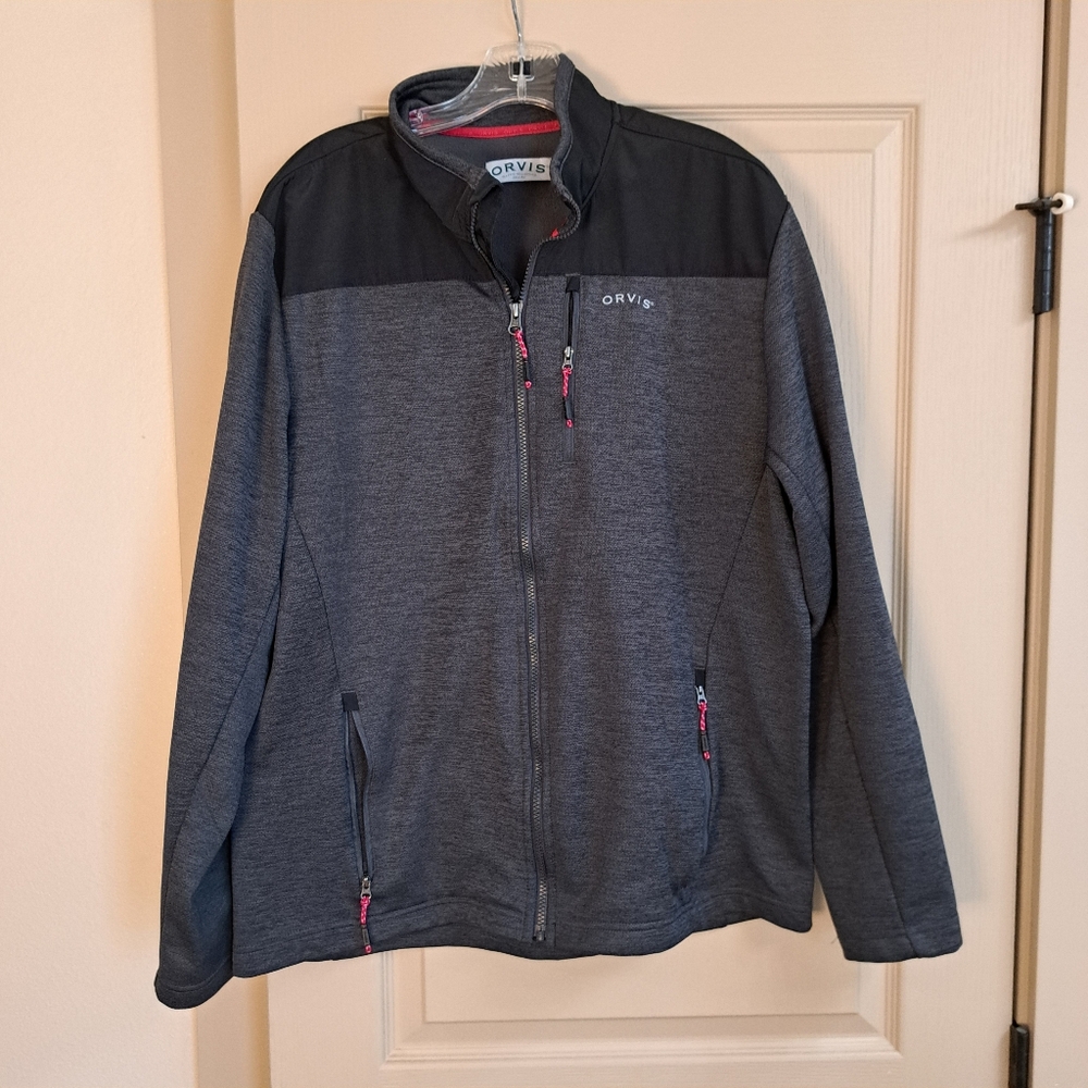 Orvis Men's Black and Gray Jacket Size Large‎
